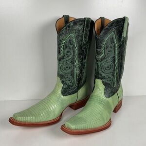 Los Altos Teju Lizard Cowboy Boots | Lime Green | Men’s 10.5 EE